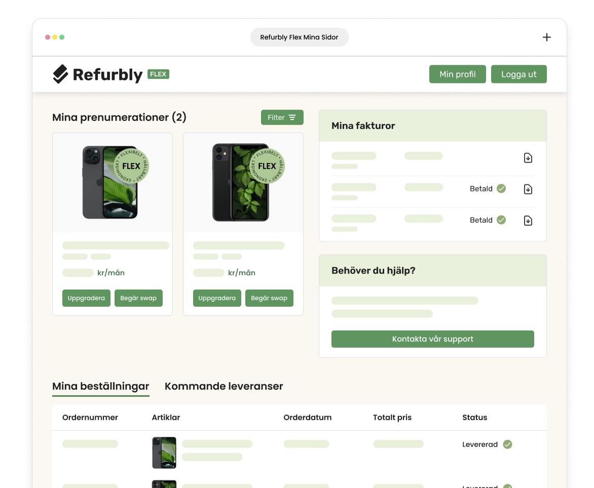 My account on Refurbly Flex